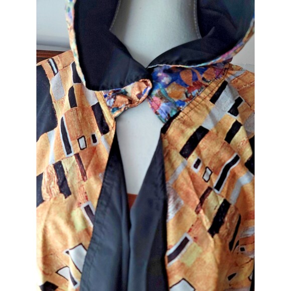 Gustav Klimt The Kiss Galleria Rain Cape w/Hood Travel Pouch Reversible One Size - Picture 10 of 14